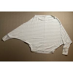 Blooms in the City Women’s Blouse Size Small S White W Grey Stripes 3/4 Sleeve